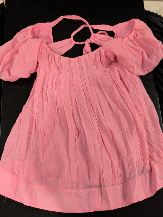 Free People Tops - Free People Pink Puff Sleeve Peasant Blouse